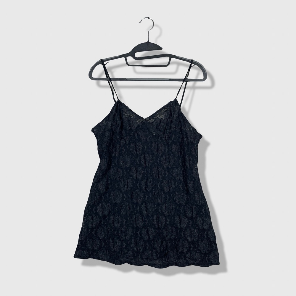 Gilligan O'Malley Lace Camisole Women Large Black Vintage Lingerie‎ Coquette
